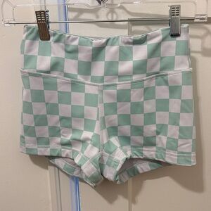 Mint Green Checkered Women's Shorts